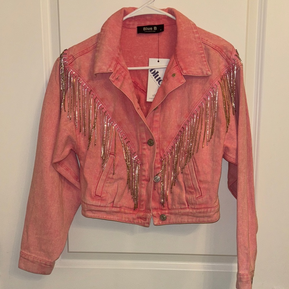 NWT Rhinestone Fringe Jacket